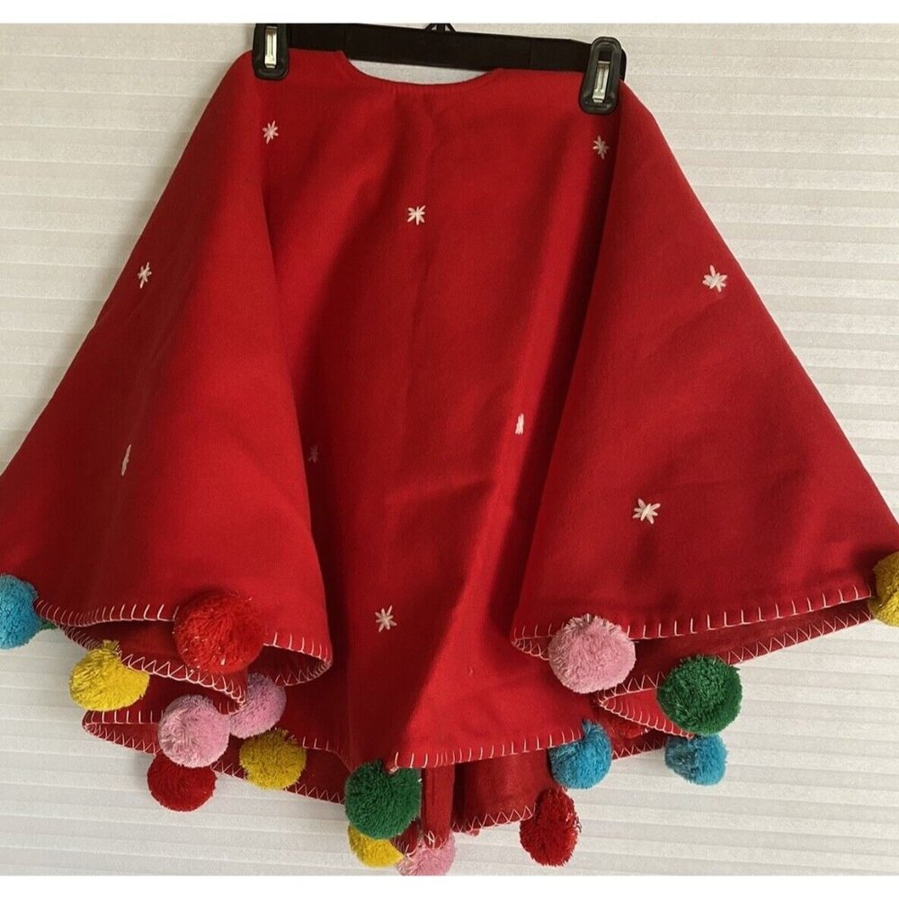 Target Wondershop Red & Pom Pom Christmas Tree Skirt 48” Round 42-54" Dia Trees